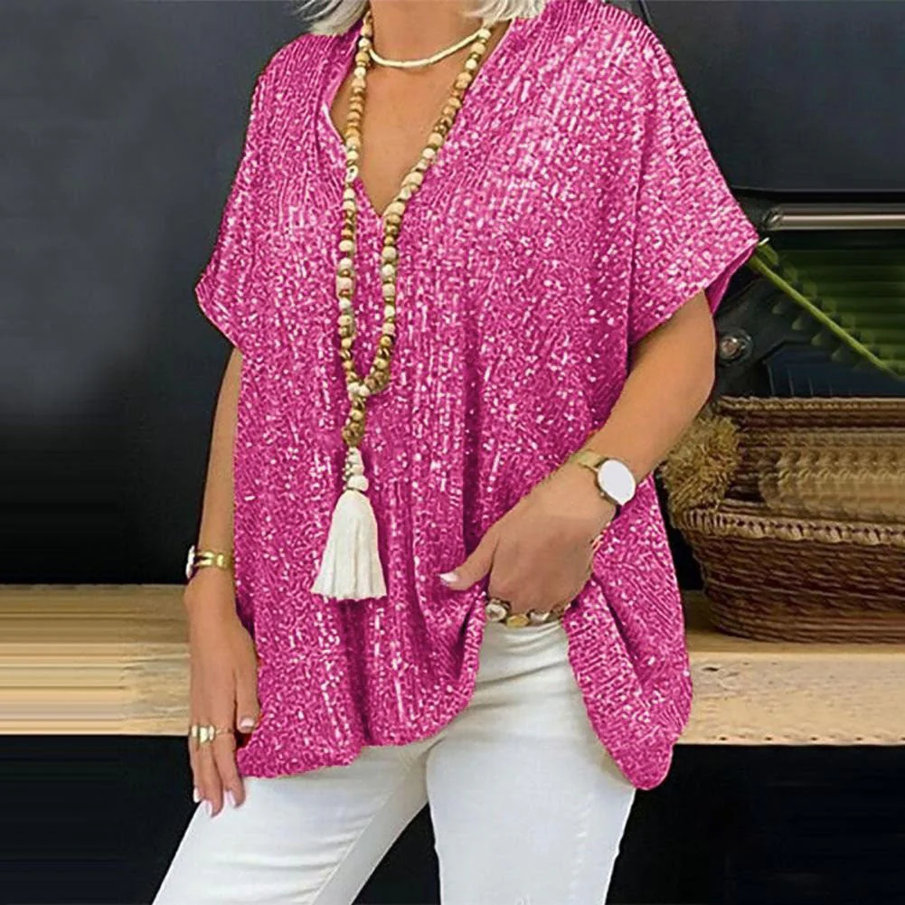 Damen Funkelndes Oberteil mit Elegantem V-Ausschnitt und Leichtem Schnitt Heidi-Mode - Image 11