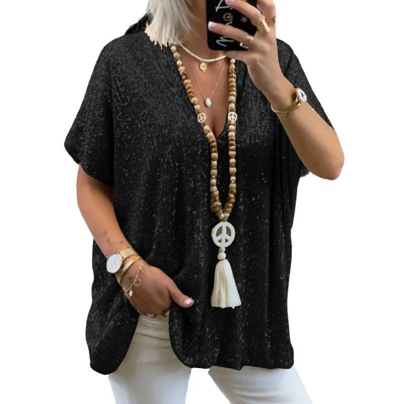 Damen Funkelndes Oberteil mit Elegantem V-Ausschnitt und Leichtem Schnitt Heidi-Mode - Image 5