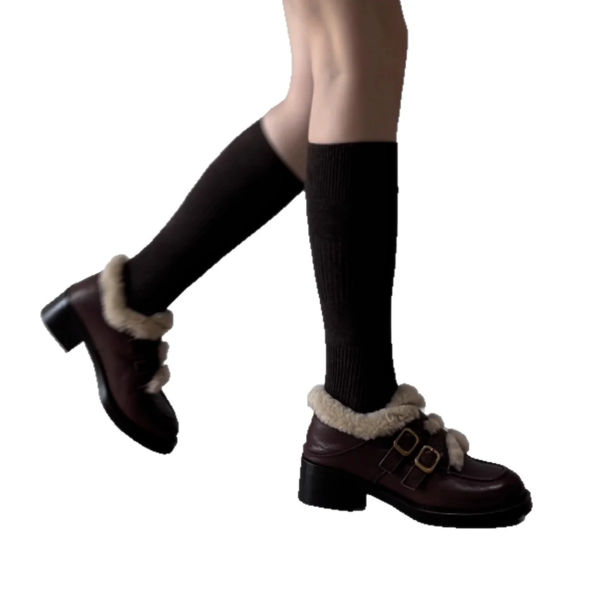 Damen gefütterte Clogs mit dekorativen Schnallen und weichem Kunstfellkragen Heidi Mode - Image 5