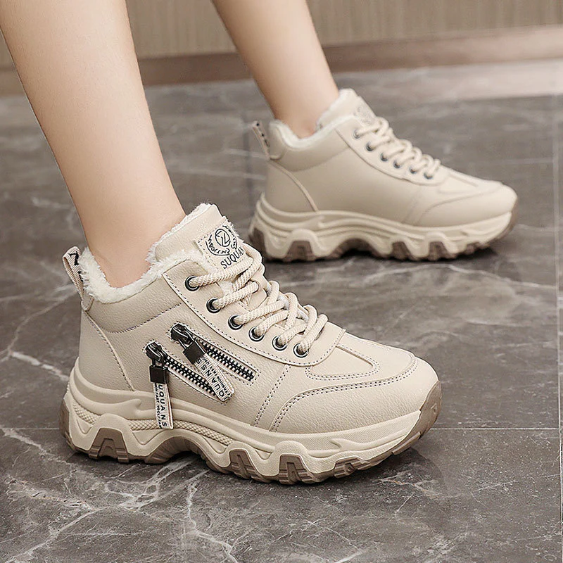 Damen gefütterte High-Top Sneakers mit modischem Design und praktischen Reißverschlussdetails Heidi Mode - Image 3