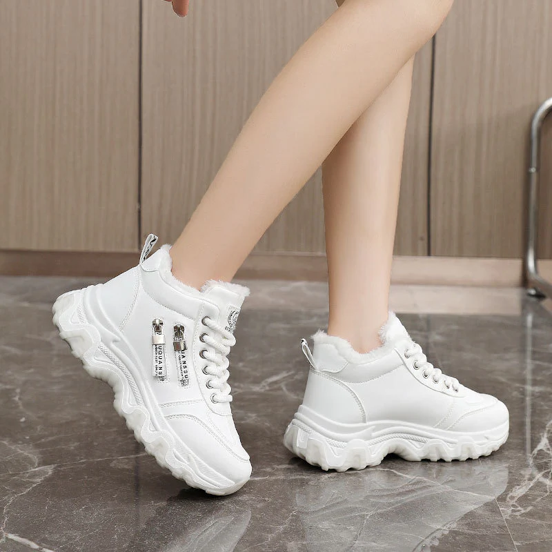 Damen gefütterte High-Top Sneakers mit modischem Design und praktischen Reißverschlussdetails Heidi Mode - Image 4