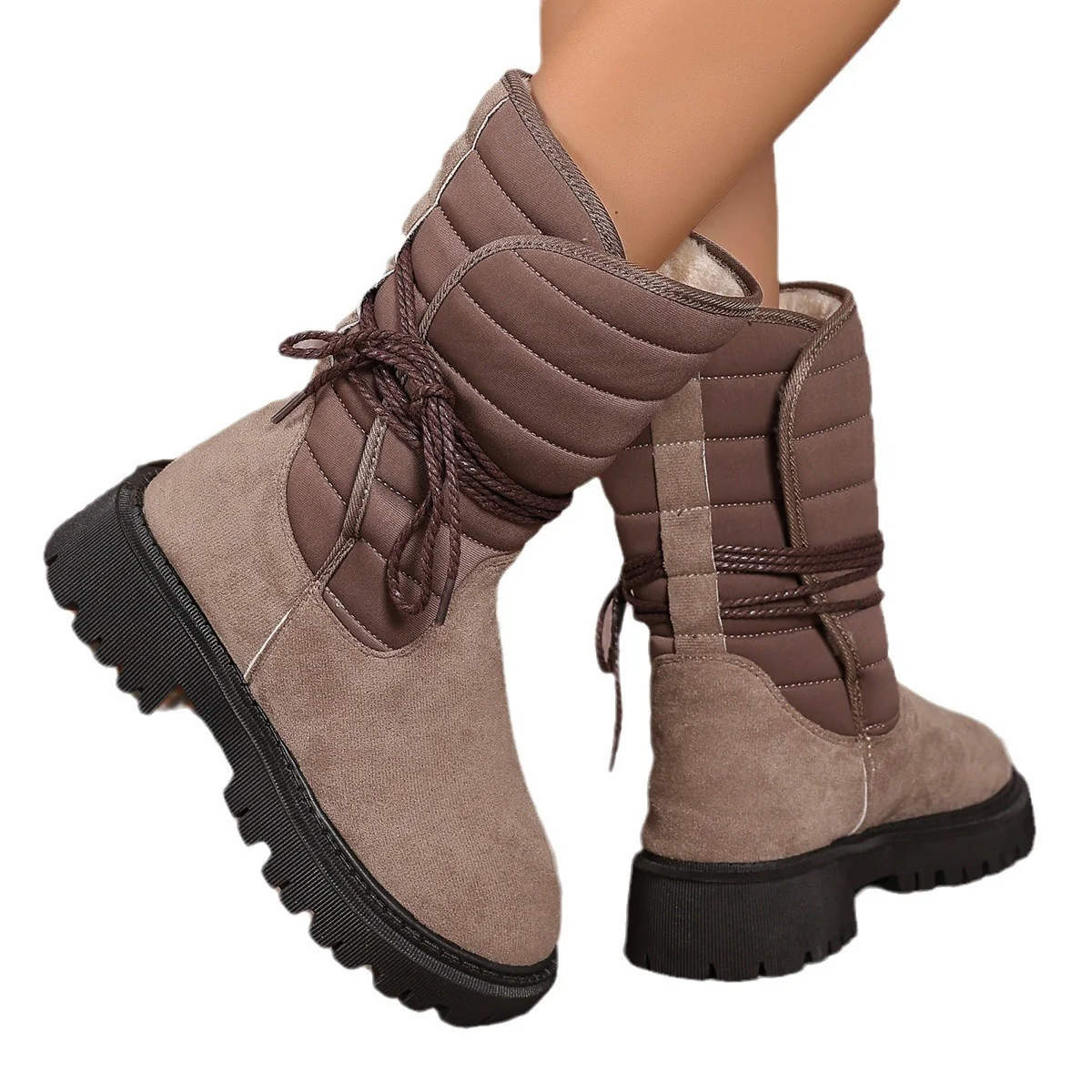 Damen gefütterte Schnürstiefel mit modischem Rüschendesign und rutschfester Sohle Heidi Mode - Image 5