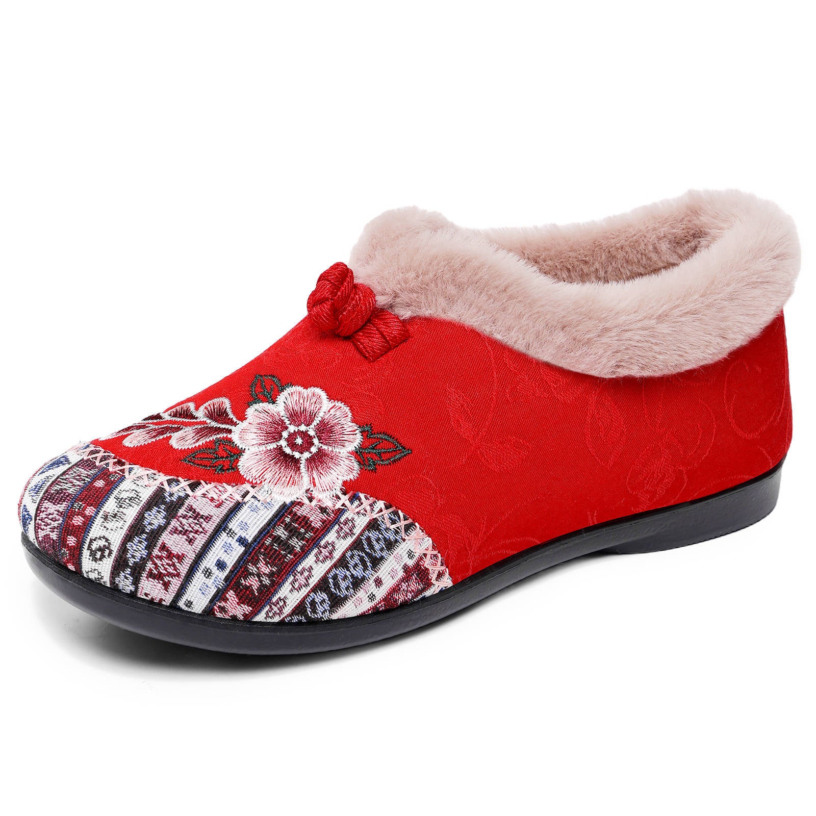 Damen Gemütliche Hausschuhe mit dekorativem Blumenmuster und kuscheligem Innenfutter Heidi Mode - Image 4