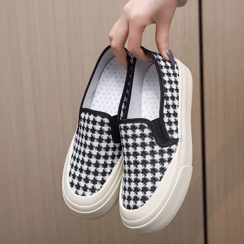 Damen Gemütliche Slipper mit innovativem Karomuster Heidi Mode