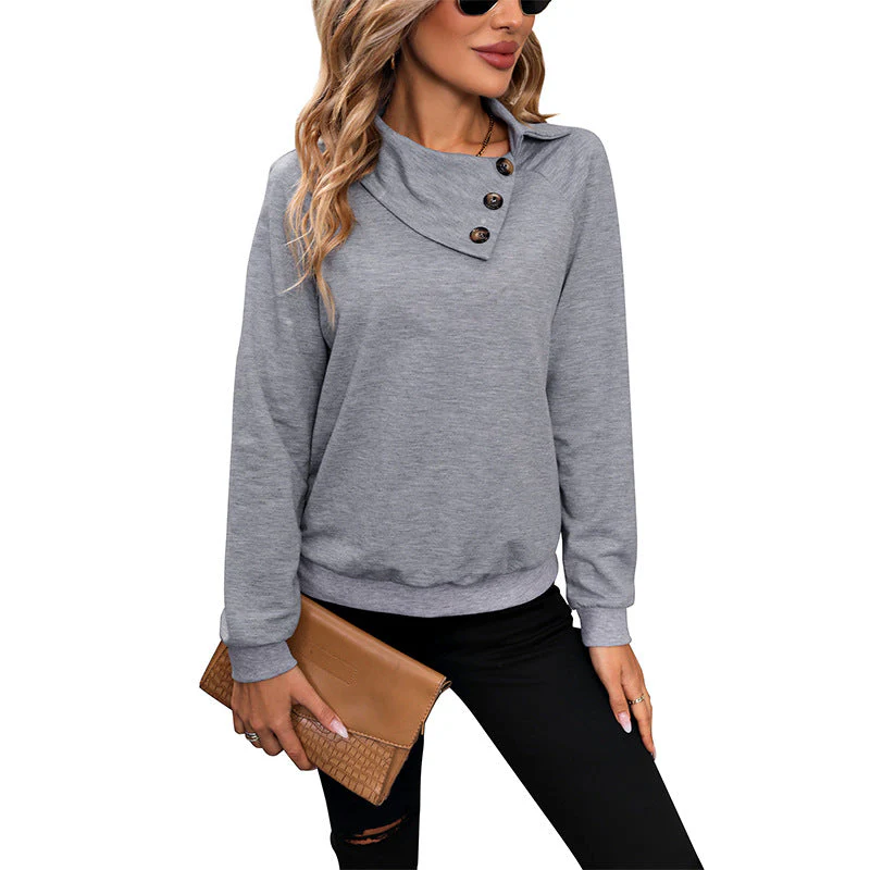 Bequemes Langarm Damen Sweatshirt mit Kragen Heidi-Mode - Image 10