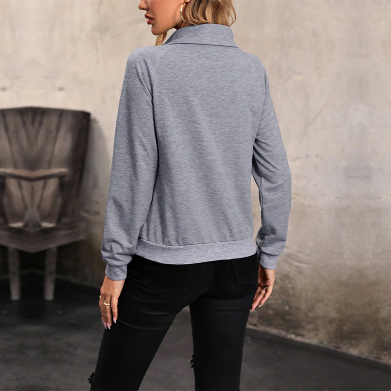 Bequemes Langarm Damen Sweatshirt mit Kragen Heidi-Mode - Image 4