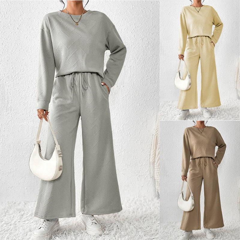 Damen Gemütliches Lounge-Set mit Strukturiertem Muster Heidi-Mode