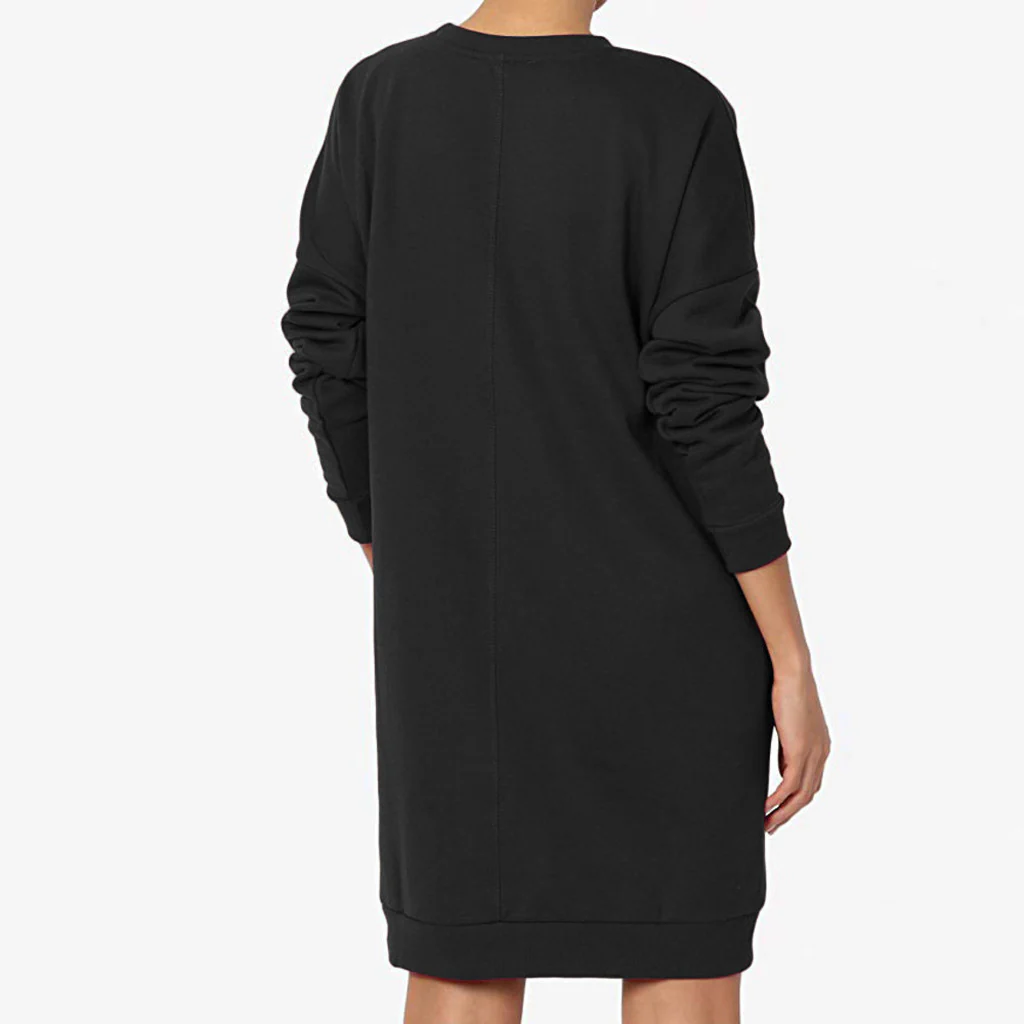 Damen gemütliches Sweatkleid mit praktischen Seitentaschen und lockerem Schnitt Heidi-Mode - Image 5
