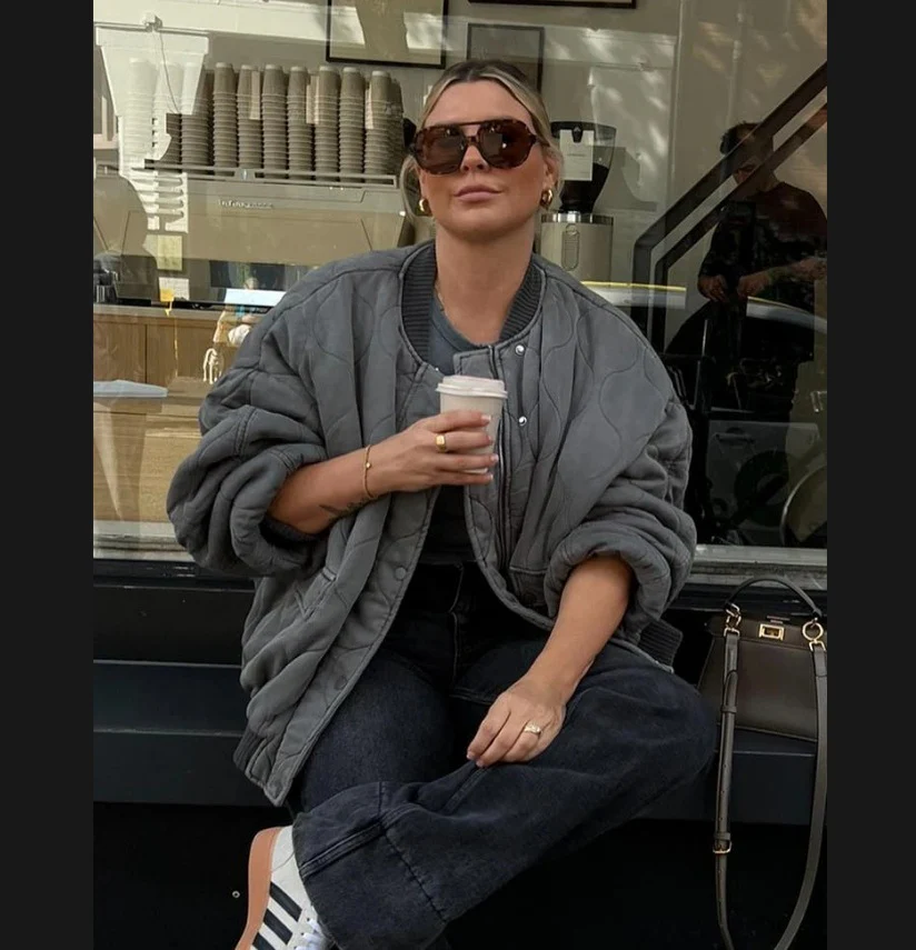 Damen gesteppte Oversized-Bomberjacke mit weichem Futter und luxuriösem Schnitt Heidi-Mode - Image 6