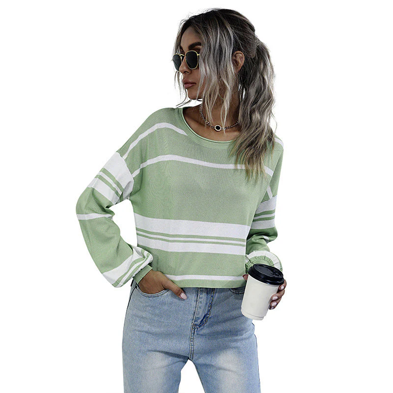 Damen Gestreifter Sweatshirt mit Weitem Schnitt und Modernen Ärmeln Heidi-Mode - Image 5