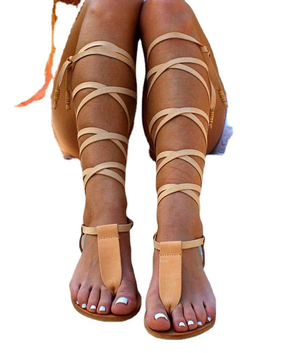 Damen Gladiator-Sandalen mit Gekreuzten Riemen und Verstellbarem Knöchelverschluss Heidi-Mode - Image 5
