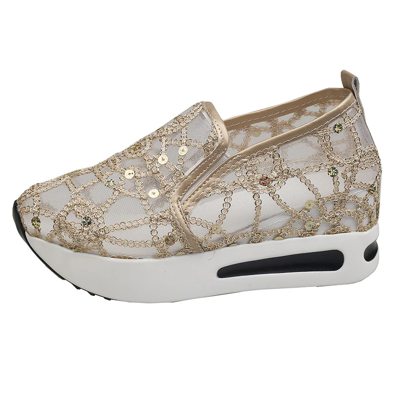 Damen Glamouröse Slip-On Sneakers mit funkelndem Material und bequemer Sohle Heidi Mode - Image 8