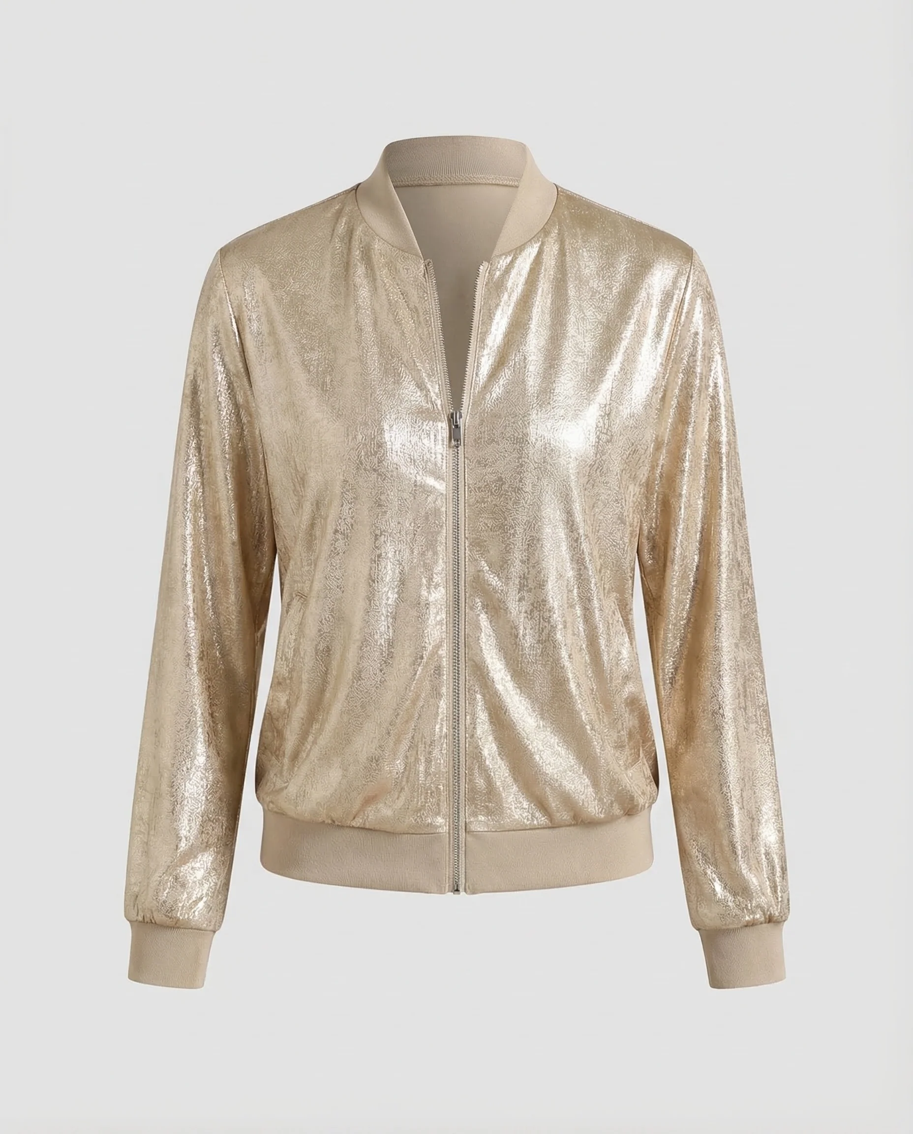 Damen Bomberjacke aus Glänzendem Satin mit Reißverschluss | Heidi-Mode - Image 5