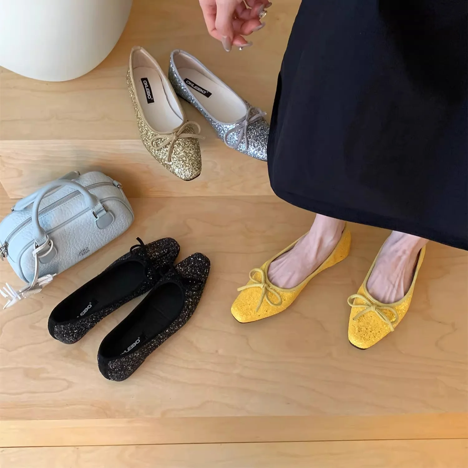 Damen Glitzernde Ballerinas mit eleganter Schleife und komfortabler Innensohle Heidi Mode - Image 4