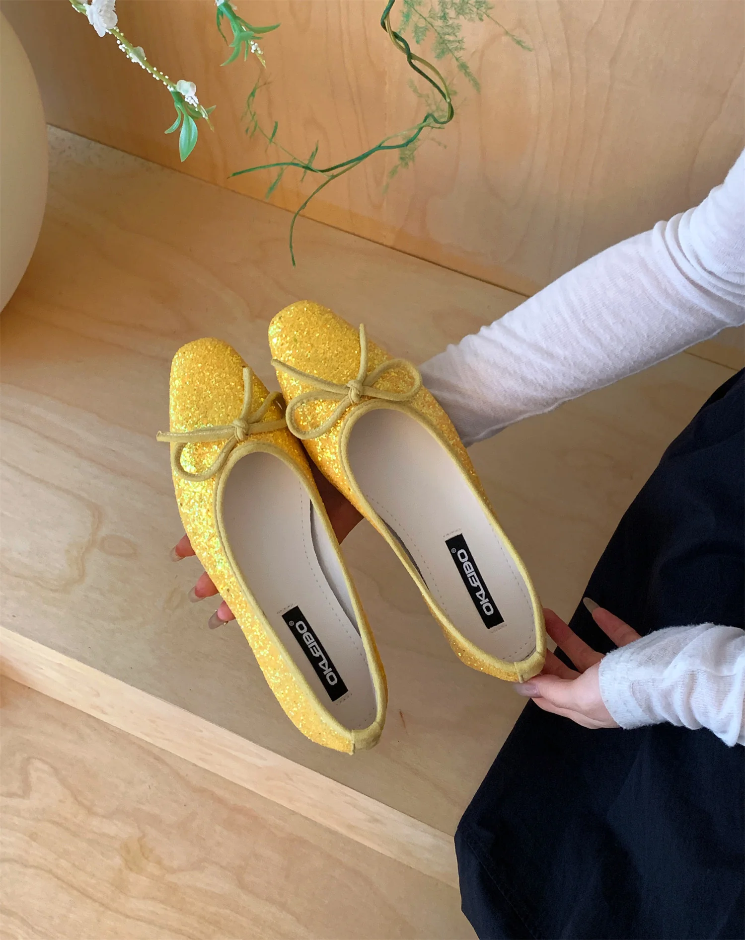 Damen Glitzernde Ballerinas mit eleganter Schleife und komfortabler Innensohle Heidi Mode - Image 8