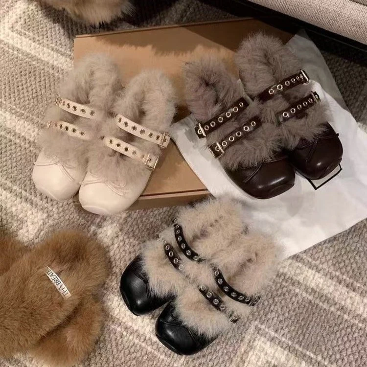Damen Glitzernde Clogs mit flauschigem Innenfutter und modischem Schnallenverschluss Heidi Mode