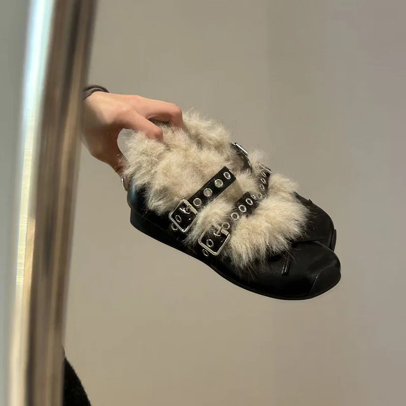 Damen Glitzernde Clogs mit flauschigem Innenfutter und modischem Schnallenverschluss Heidi Mode - Image 3