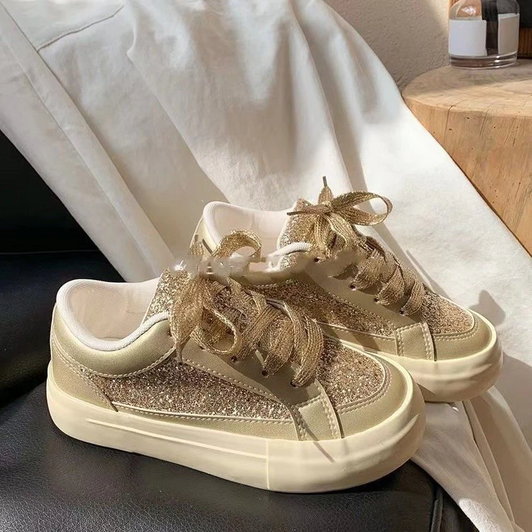 Damen Glitzernde Freizeit-Sneaker mit atmungsaktivem Obermaterial und rutschfester Sohle Heidi Mode
