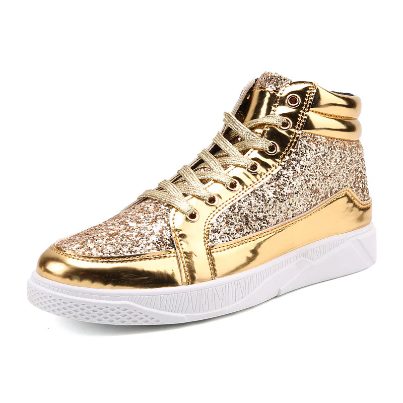 Damen Glitzernde High-Top Sneakers mit reflektierender Oberfläche und rutschfester Sohle Heidi Mode - Image 7