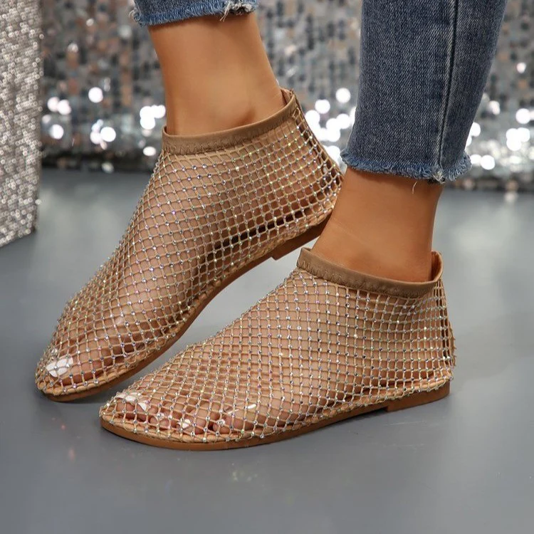 Damen Glitzernde Netzschuhe mit offener Zehenpartie und auffälligen Strasssteinen Heidi Mode - Image 7