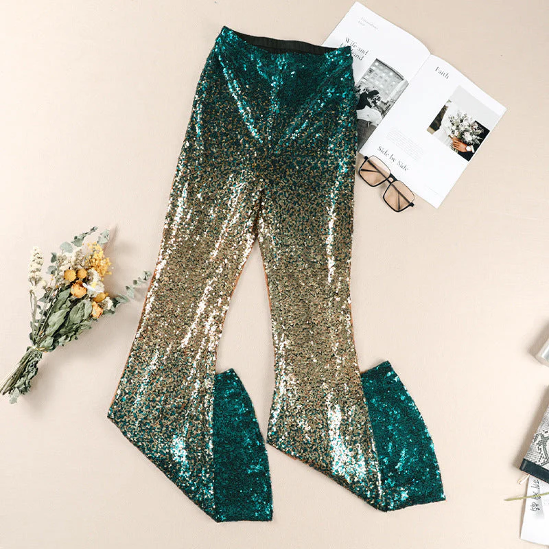 Damen Glitzernde Schlaghose mit Luxuriösem Pailletten-Muster Heidi-Mode - Image 4