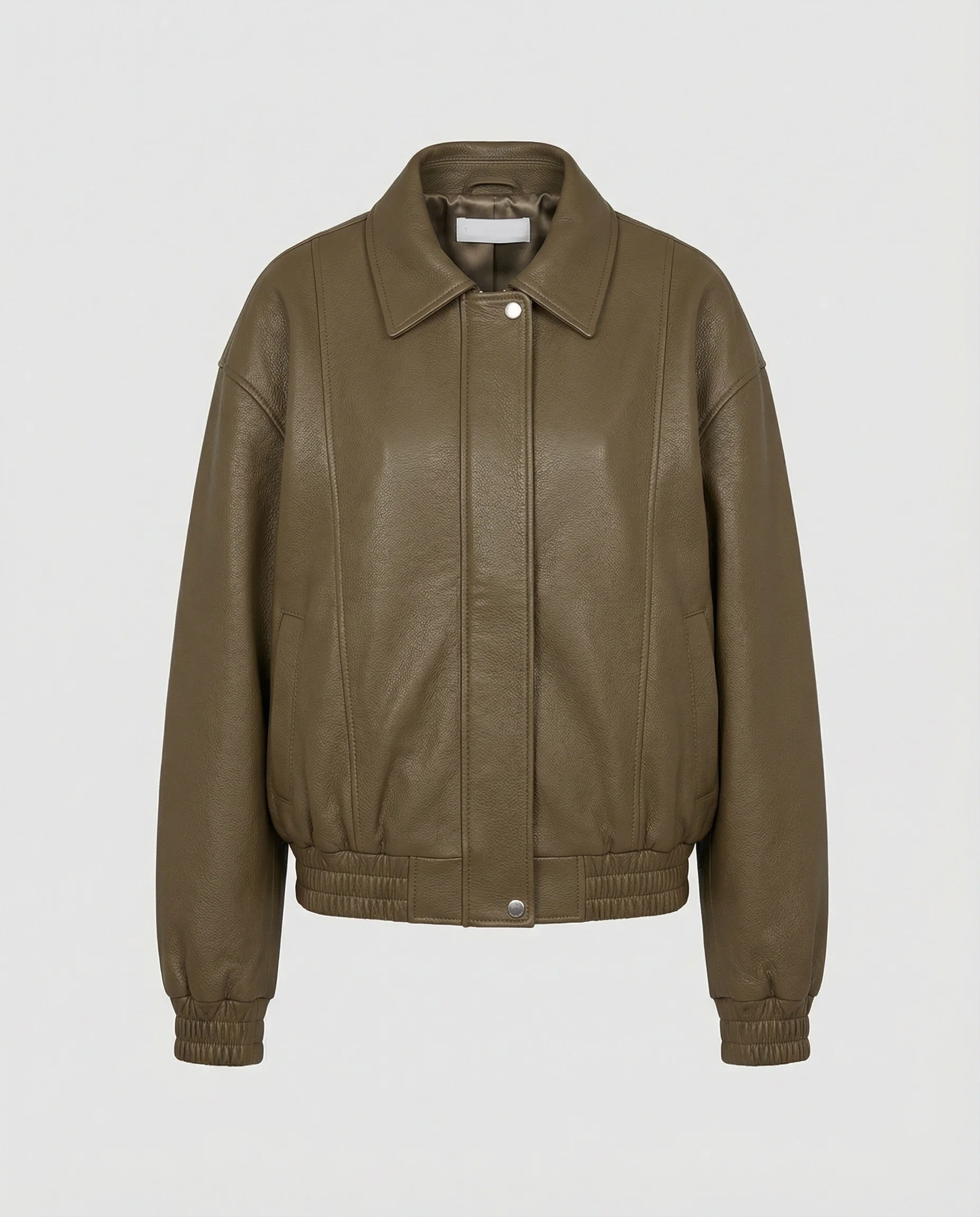 Damen grainierte Nappa-Optik Blousonjacke mit Hemdkragen elastischem Saum und verdeckter Druckknopfleiste Heidi-Mode - Image 7