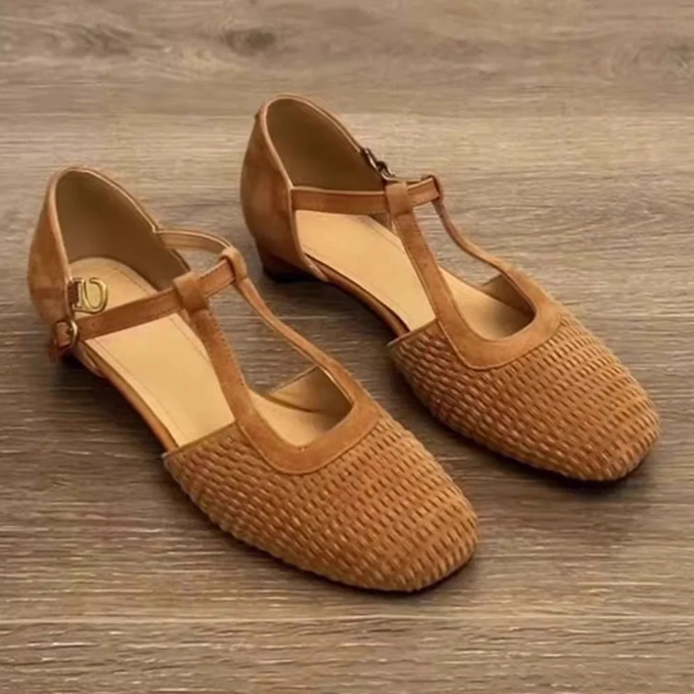 Damen Halbschuhe mit eleganter T-Strap und geflochtenem Design Heidi Mode - Image 3