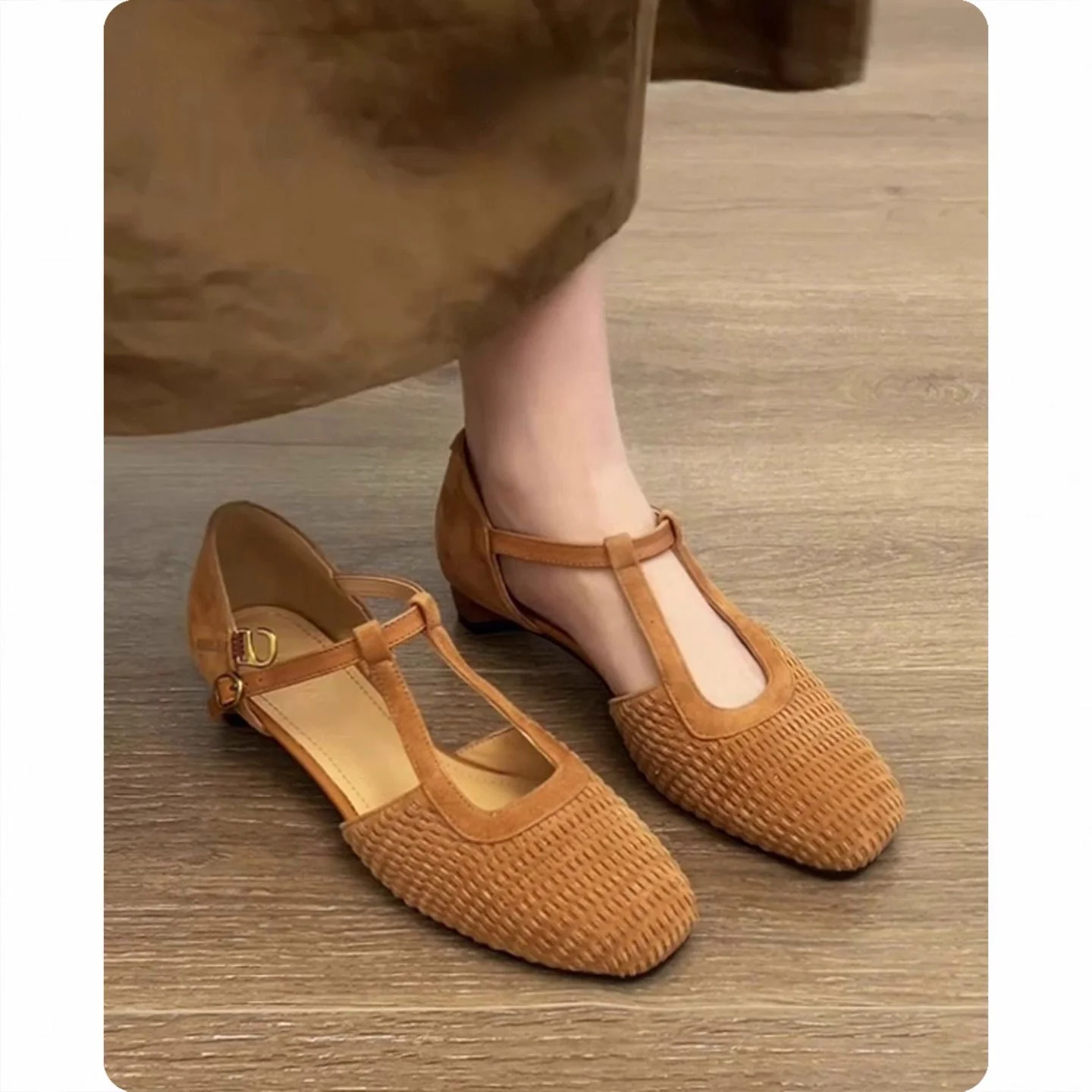 Damen Halbschuhe mit eleganter T-Strap und geflochtenem Design Heidi Mode - Image 6