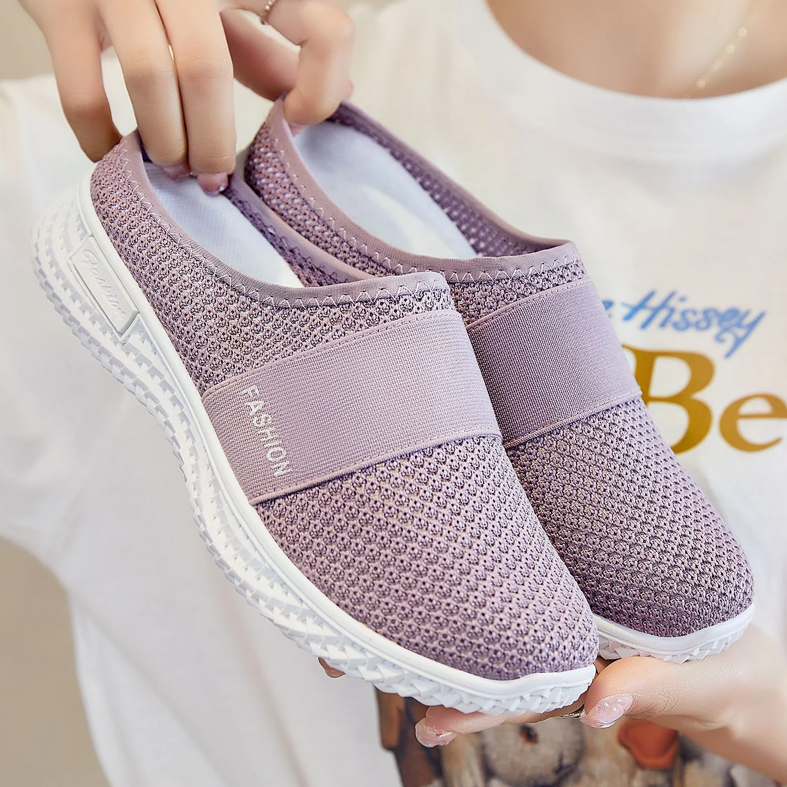 Damen Hausschuhe mit flexiblem Strickoberteil und rutschfester Außensohle Heidi Mode - Image 3