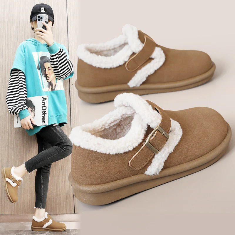 Damen Hausschuhe mit warmem Fleece-Futter und verstellbarem Riemen Heidi Mode