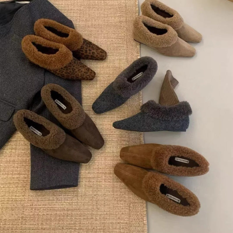 Damen Hausschuhe mit weichem Fellkragen und bequemer Sohle Heidi Mode