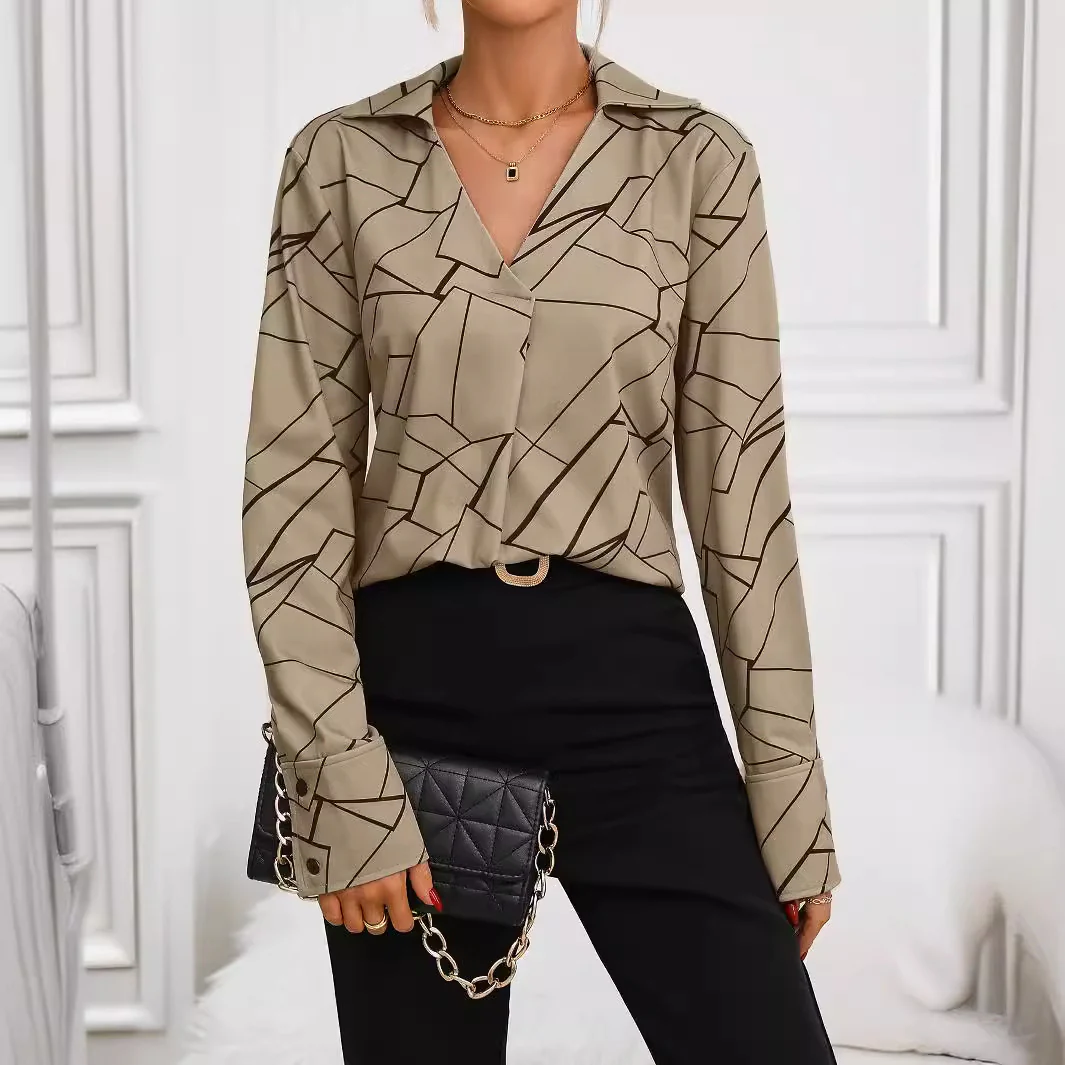 Damen Hemdbluse mit stilvollem geometrischen Design Heidi-Mode