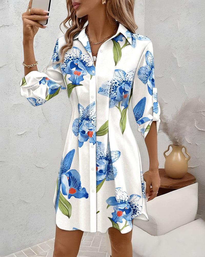 Damen Hemdblusenkleid mit floralen Akzenten und komfortablem Schnitt Heidi-Mode - Image 5