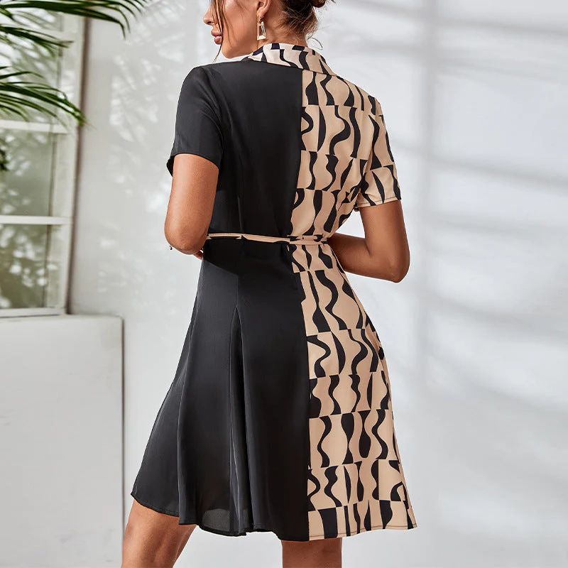 Damen Hemdkleid mit Modernem Mustermix und Taillierbarem Gürtel Heidi-Mode - Image 2