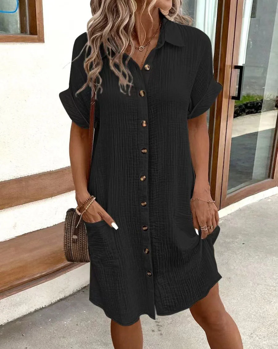 Damen Hemdkleid mit Praktischen Taschen und Dekorativen Knöpfen Heidi-Mode - Image 12