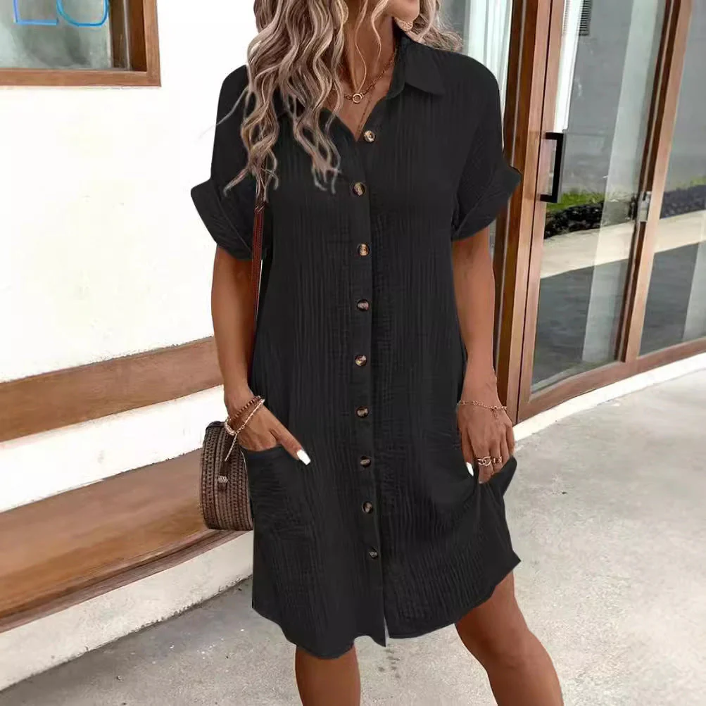 Damen Hemdkleid mit Praktischen Taschen und Dekorativen Knöpfen Heidi-Mode - Image 3
