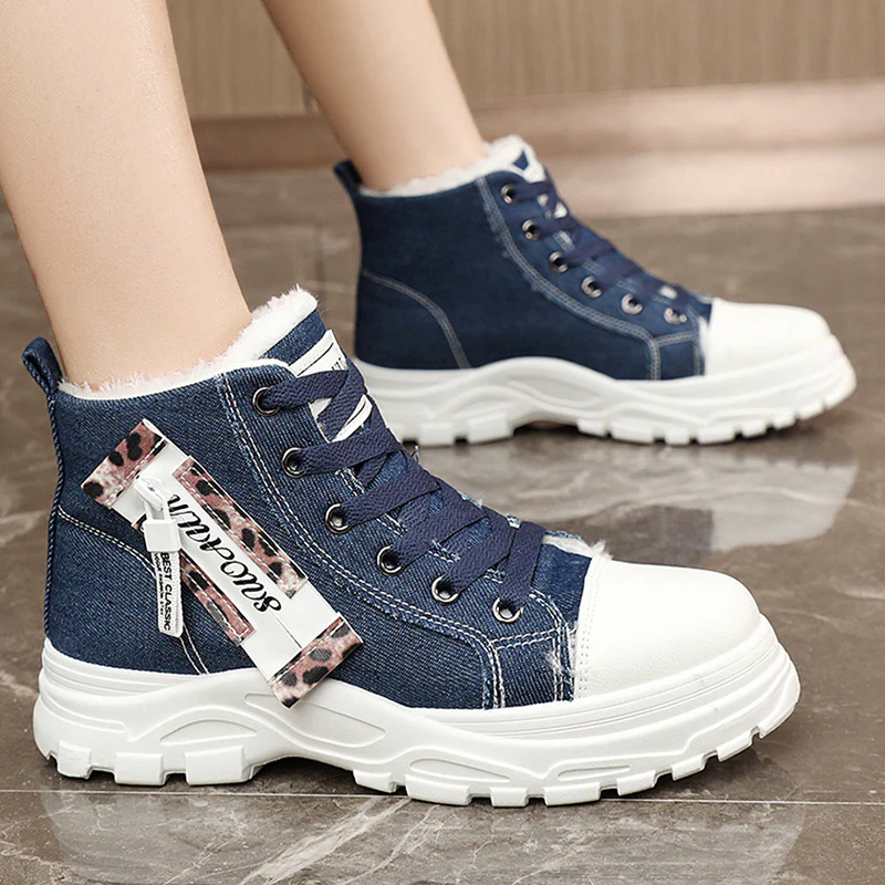 Damen High-Top Sneakers aus robustem Denim mit kuscheligem Fleece-Futter Heidi Mode - Image 4