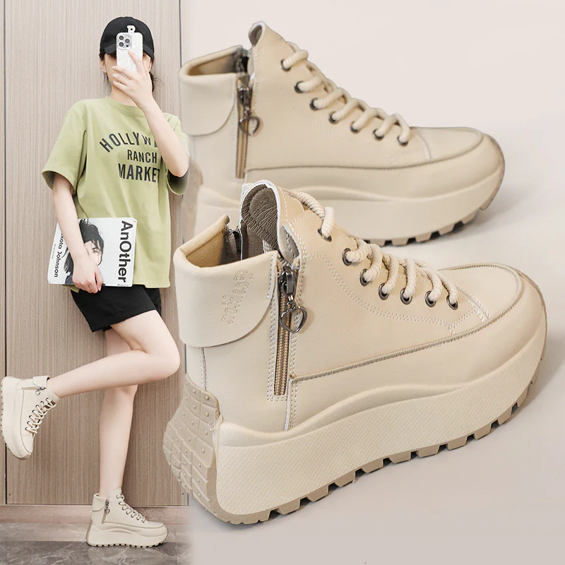 Damen High-Top Sneakers mit elegantem Reißverschluss und dämpfender Laufsohle Heidi Mode