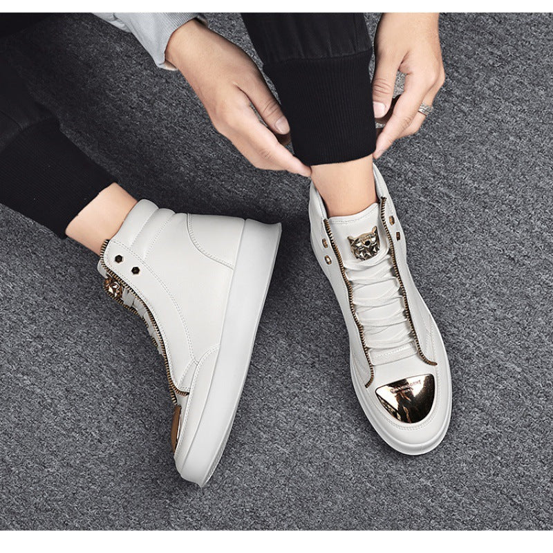 Damen High-Top Sneakers mit goldenen Details und Reißverschluss von Heidi Mode - Image 4