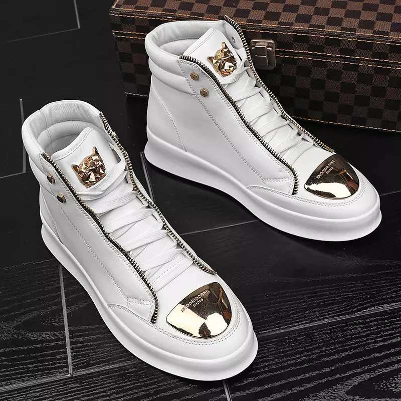 Damen High-Top Sneakers mit goldenen Details und Reißverschluss von Heidi Mode - Image 7