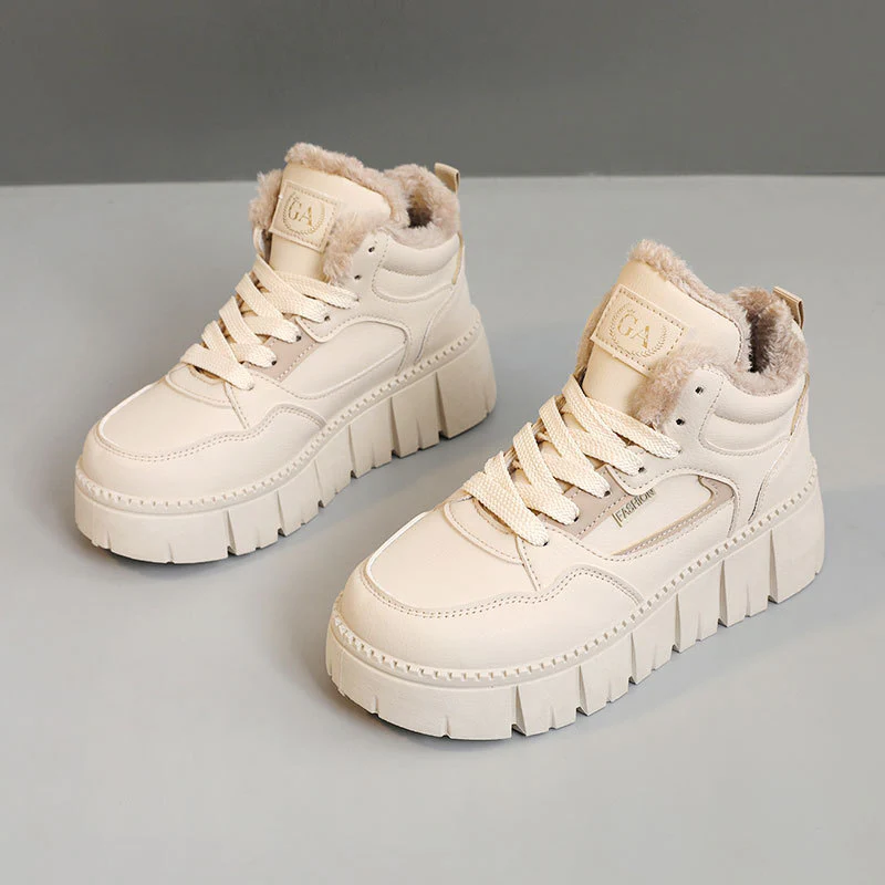 Damen High-Top Sneakers mit kuscheligem Fleece-Innenfutter und trendiger Plateausohle Heidi Mode - Image 7