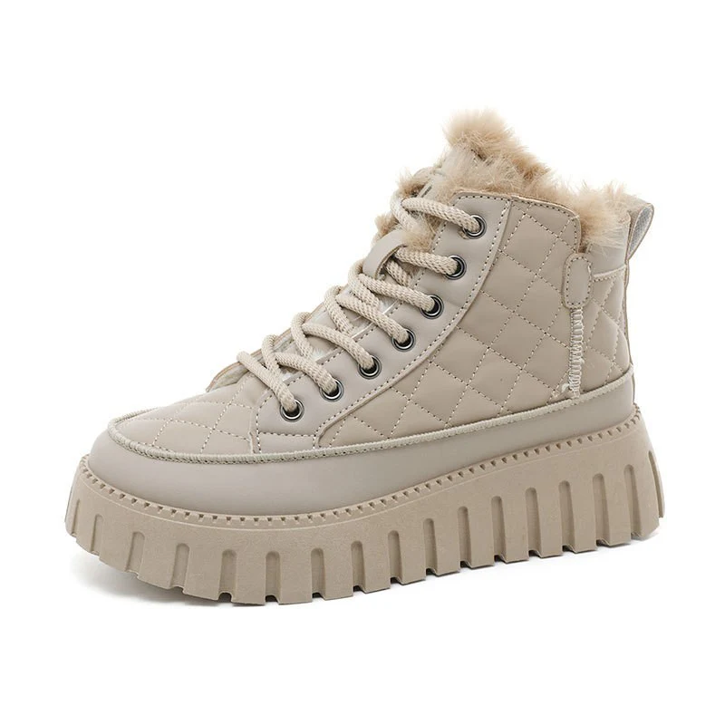 Damen High-Top Sneakers mit luxuriösem Kunstfellkragen und rutschfester Sohle Heidi Mode