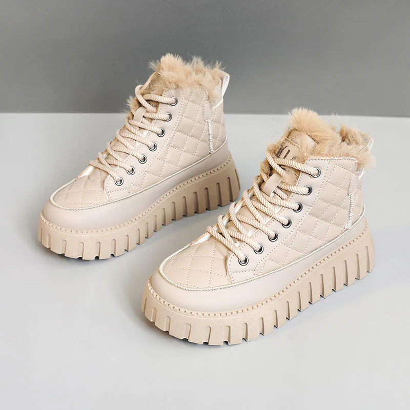 Damen High-Top Sneakers mit luxuriösem Kunstfellkragen und rutschfester Sohle Heidi Mode - Image 7