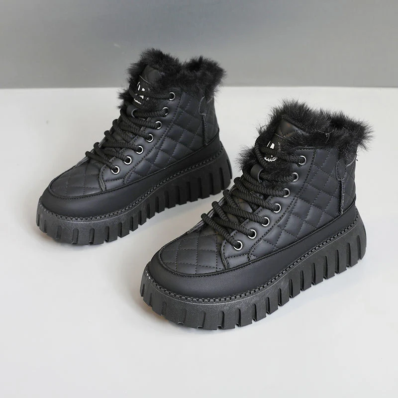 Damen High-Top Sneakers mit luxuriösem Kunstfellkragen und rutschfester Sohle Heidi Mode - Image 8