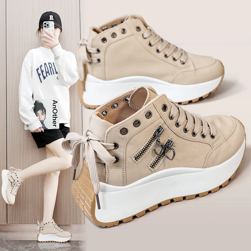 Damen High-Top Sneakers mit modischen Reißverschlussdetails und dämpfender Laufsohle Heidi Mode