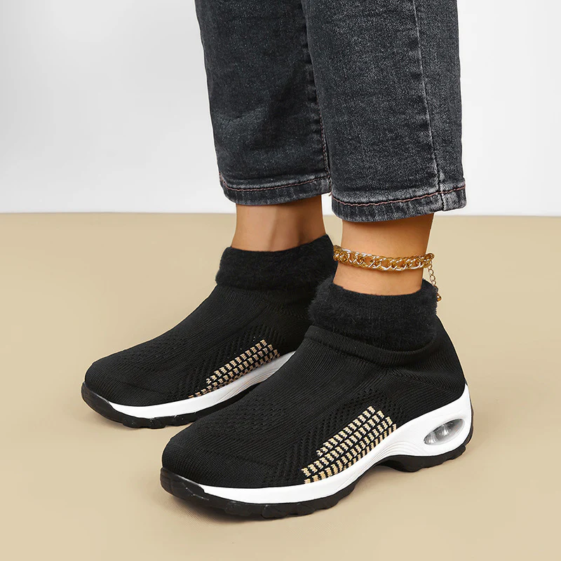 Damen High-Top Sport-Sneaker mit atmungsaktivem Strickoberteil und isolierendem Futter Heidi Mode - Image 3
