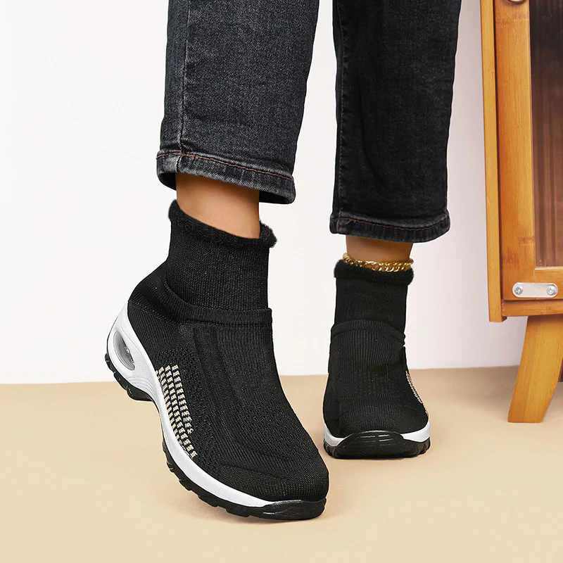 Damen High-Top Sport-Sneaker mit atmungsaktivem Strickoberteil und isolierendem Futter Heidi Mode - Image 4