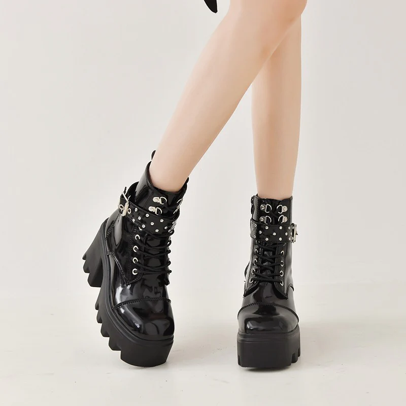 Damen High-Top Stiefeletten mit modischem Schnallen-Detail und robustem Plateau Heidi Mode - Image 3