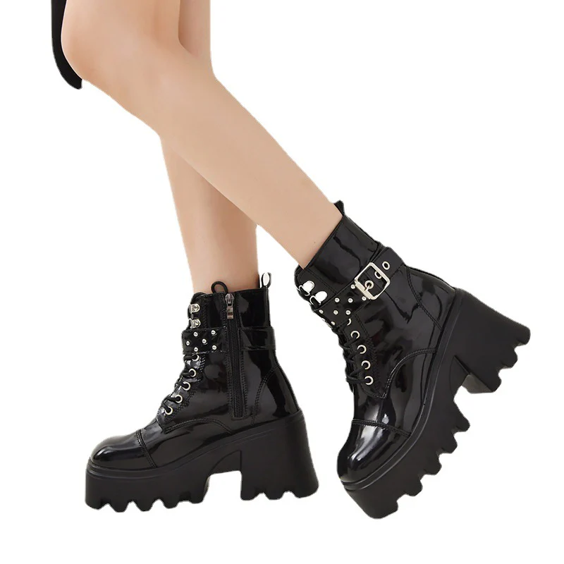 Damen High-Top Stiefeletten mit modischem Schnallen-Detail und robustem Plateau Heidi Mode - Image 5