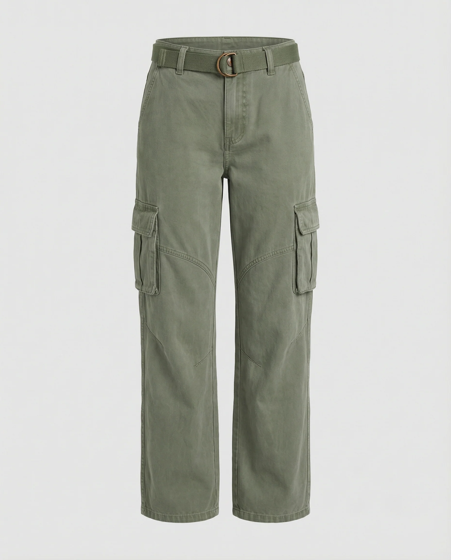 Damen hochgeschnittene Cargohose mit weitem Bein, verstärkten Kniepartien und integriertem Textilgürtel Heidi-Mode - Image 5